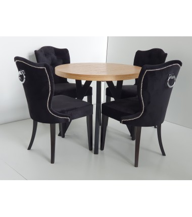 Prailginamas apvalus stalas Amster Loft su Glamur 4 kėdėmis