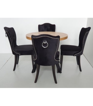 Prailginamas apvalus stalas Amster Loft su Glamur 4 kėdėmis