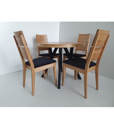 Prailginamas apvalus stalas Amster Loft su Oslo Oak 2 kėdėmis